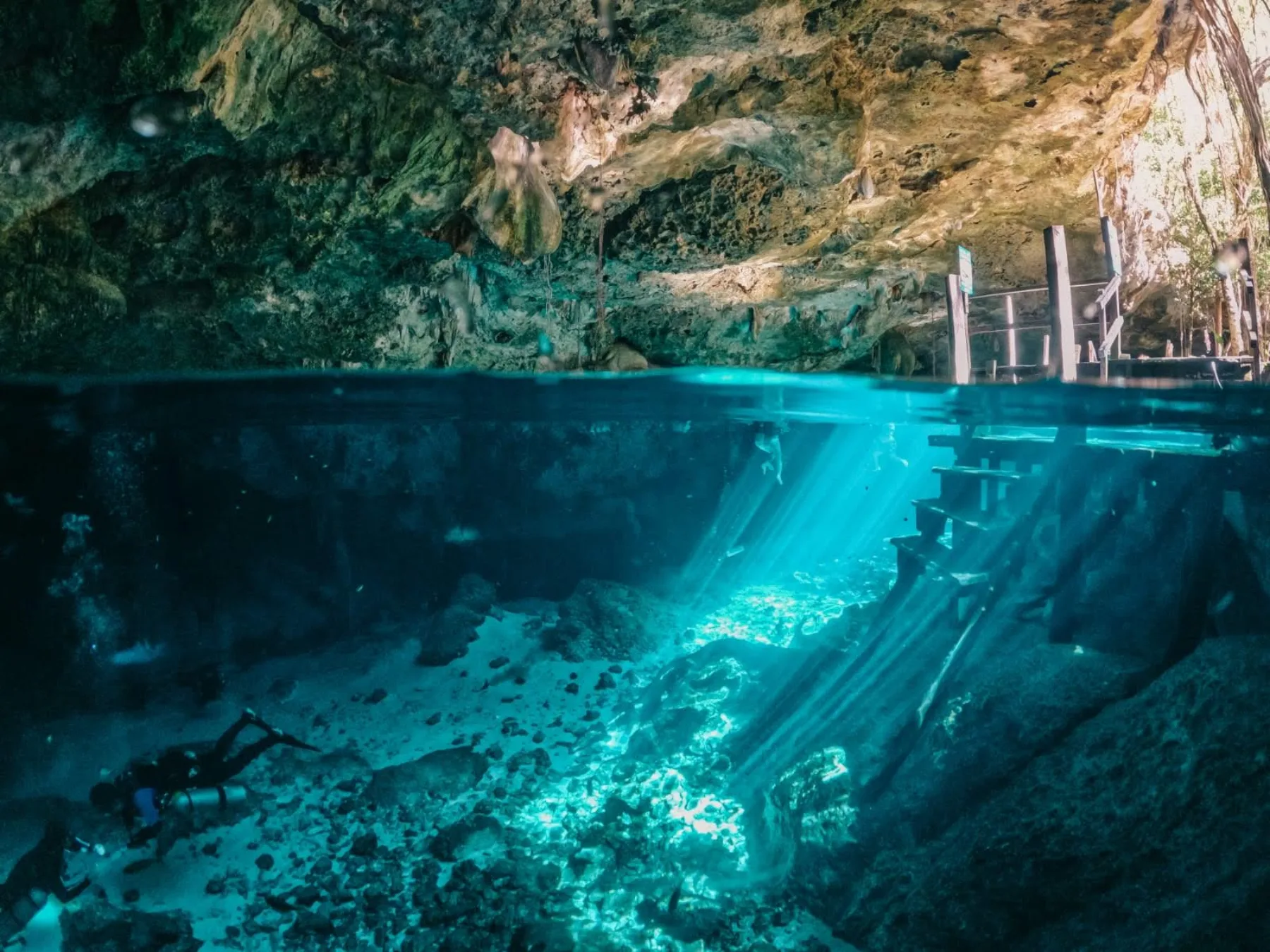 Dos Ojos cenote diving near Tulum or Playa del Carmen